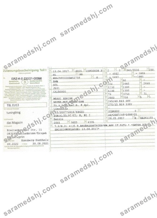 Germany vehicle registration certificate version 2